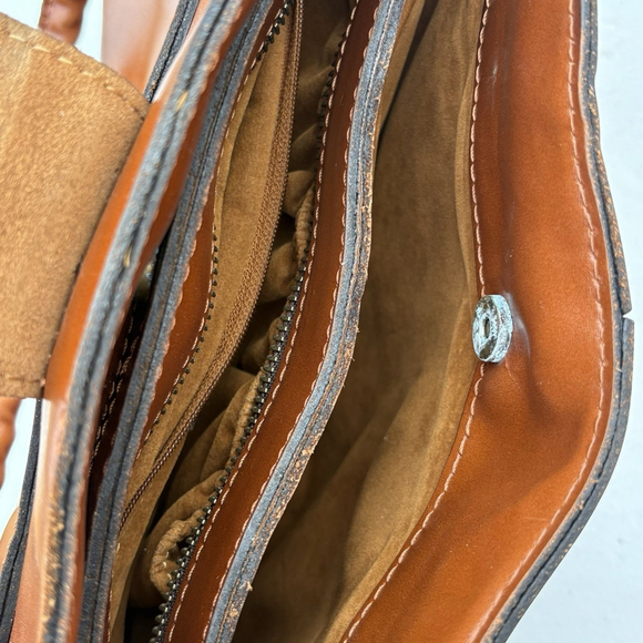 Patricia Nash Leather Shoulder Bag Tan Brown Tote Satchel Double Strap Purse - Picture 10 of 16